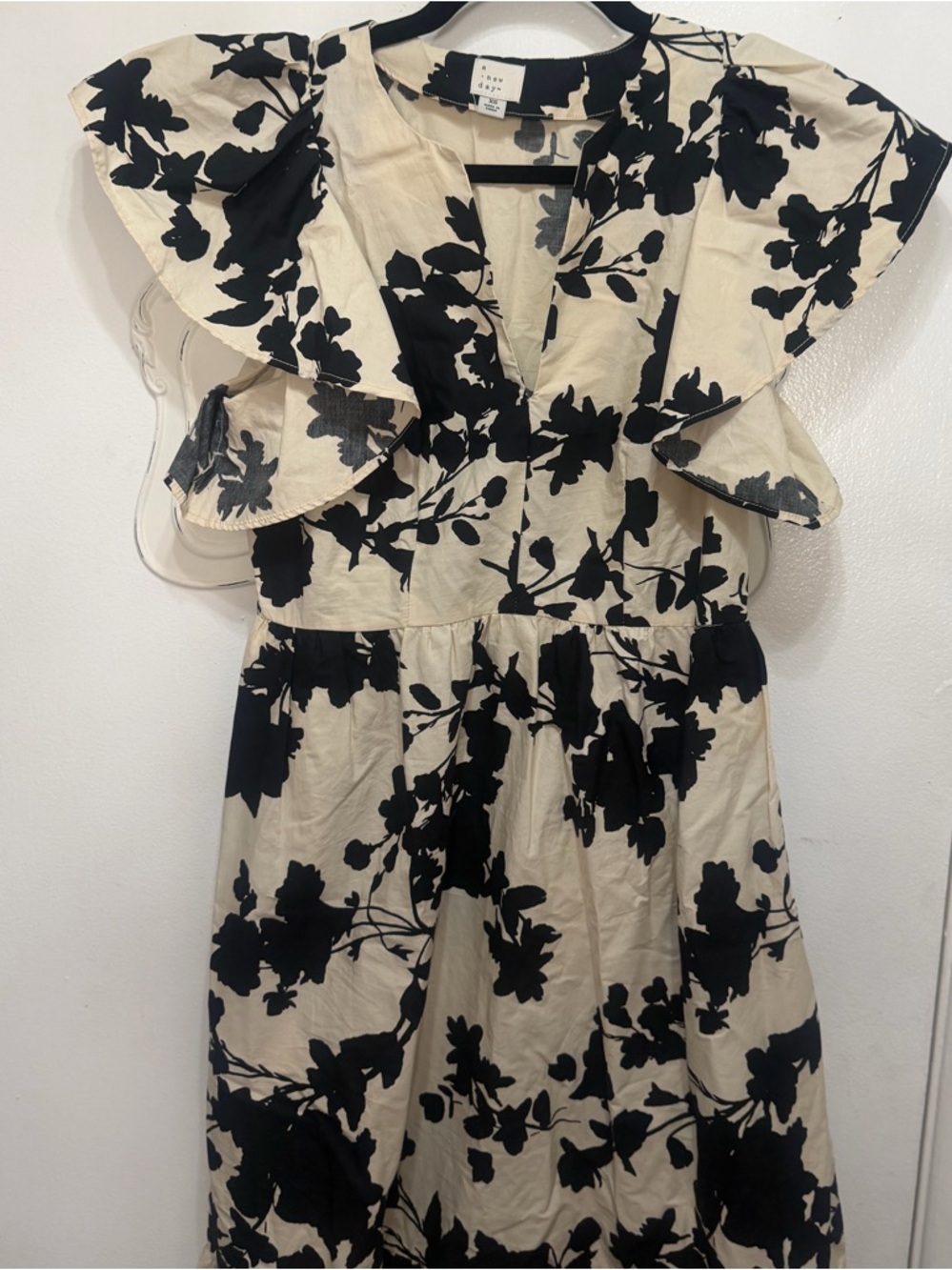 A New Day Black & Cream Floral Midi Dress - Picture 4 of 9